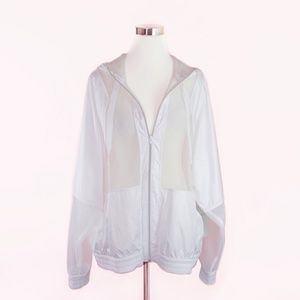 Zella Plus Size Sheer Mix Athleisure Jacket White